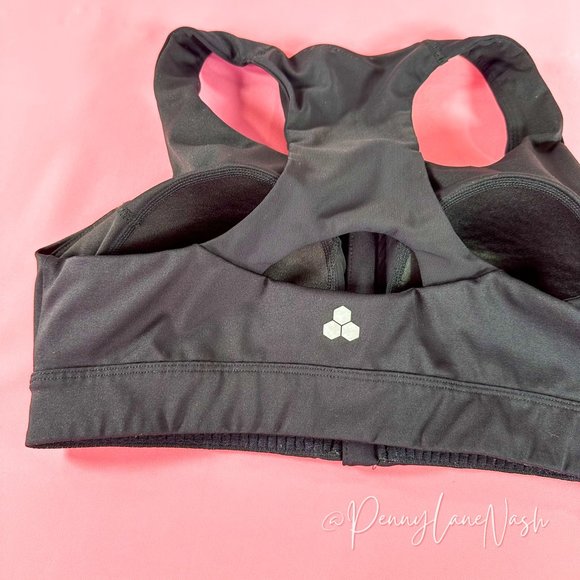 Tek Gear Zip-Front Medium-Impact Sports Bra Black - Picture 9 of 9